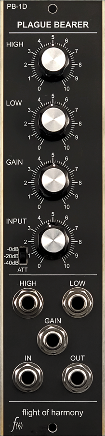 Flight of Harmony - Plague Bearer (FSU resonant bp dist-filter) 5U/MU/dotcom format