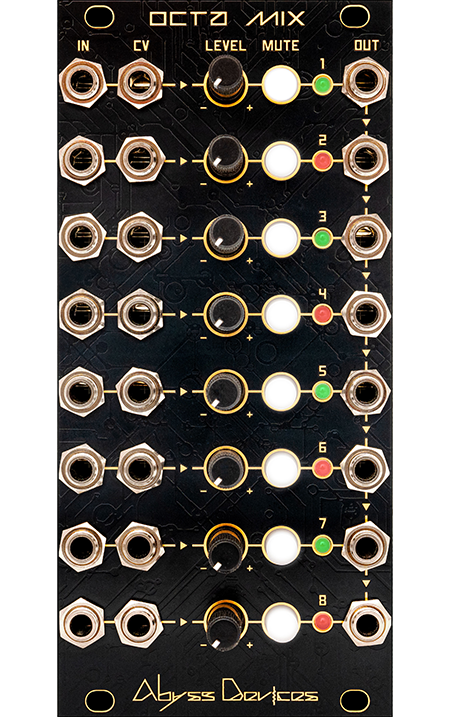 Abyss Devices - Octamix (8 channel VCA with clickless mutes)